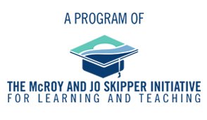 Logo of the McRoy and Jo Skipper Initiative for Learning and Teaching with a graduation cap in the blue and green colors of Tidelands Health