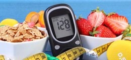 A glucometer and food. 