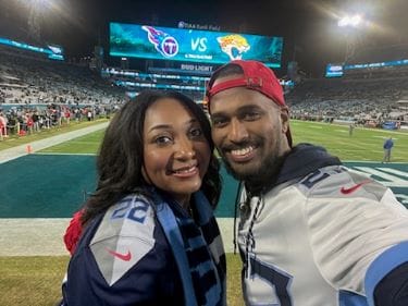 Alexis and Andrew Prue at the Titans football game in Jacksonville, Fla.