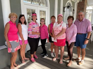 All wearing pink, the Wachesaw Ladies 18-holers committee pose for a photo after the Rally for the Cure golf tournament, luncheon and silent auction for the Tidelands Health breast care fund.